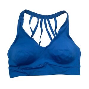 Athleta Royal‎ Blue Strappy Back Sports Bra Padded Support Women's Size 34DD